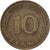 Federal Republic of Germany, 10 Pfennig, 1977, Stuttgart, Brass Clad Steel