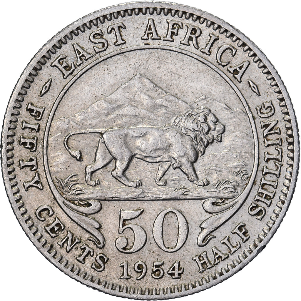 British East Africa, Elizabeth II, 50 Cents, 1954, Kupfer-Nickel, SS, KM:36