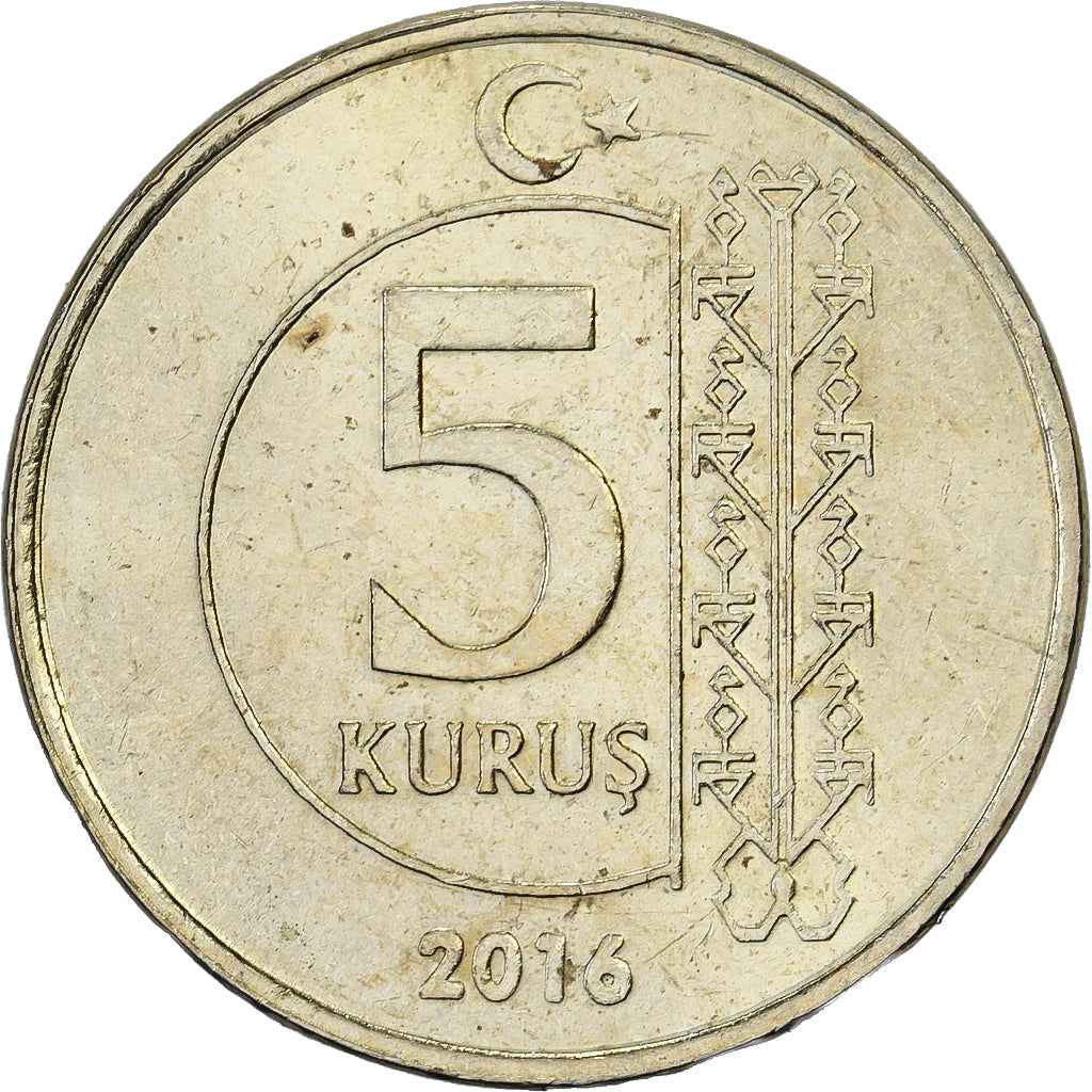 Turchia, 5 Kurus, 2016, Ottone, SPL
