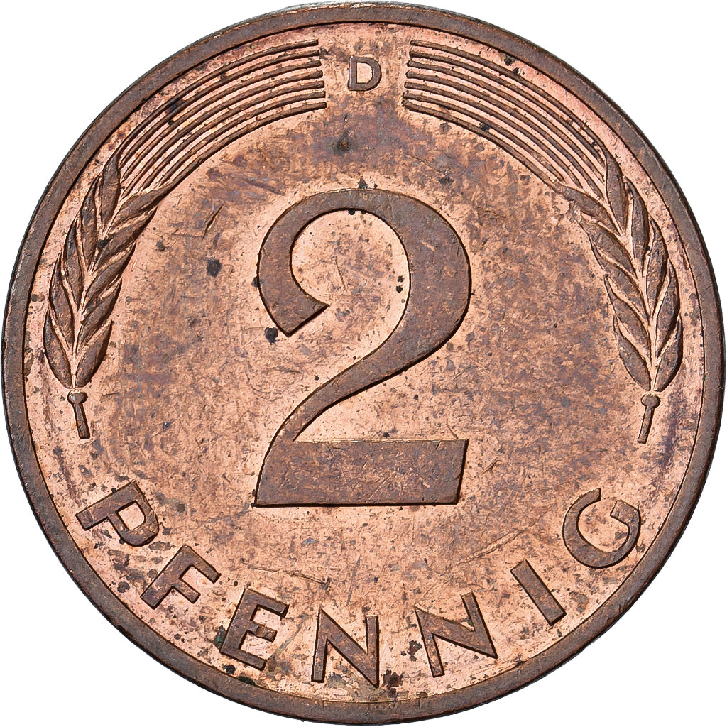 Federal Republic of Germany, 2 Pfennig, 1983, Munich, Copper Plated Steel