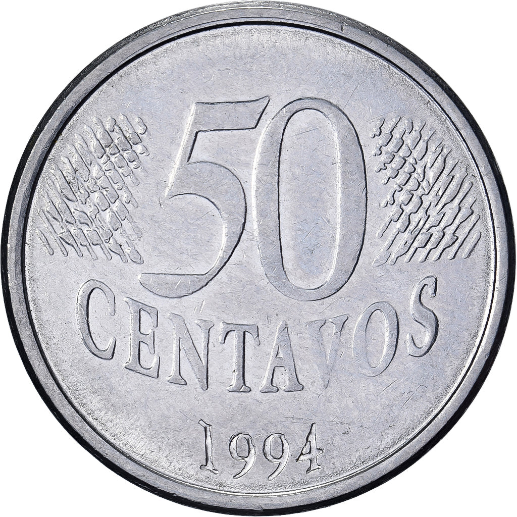 Brazylia, 50 Centavos, 1994, Stal nierdzewna, EF(40-45), KM:635