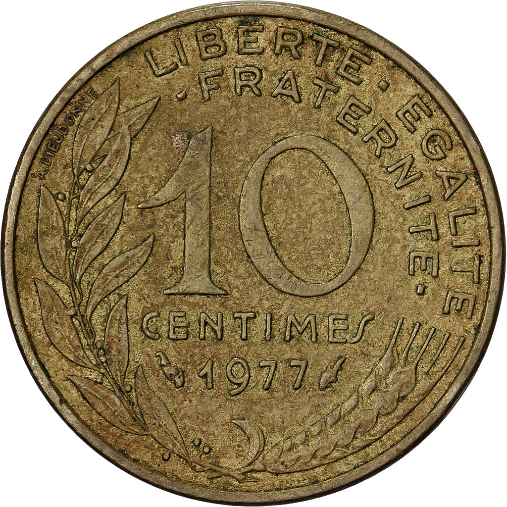 Frankrijk, 10 Centimes, Marianne, 1977, Paris, Aluminum-Bronze, ZF, Gadoury:293
