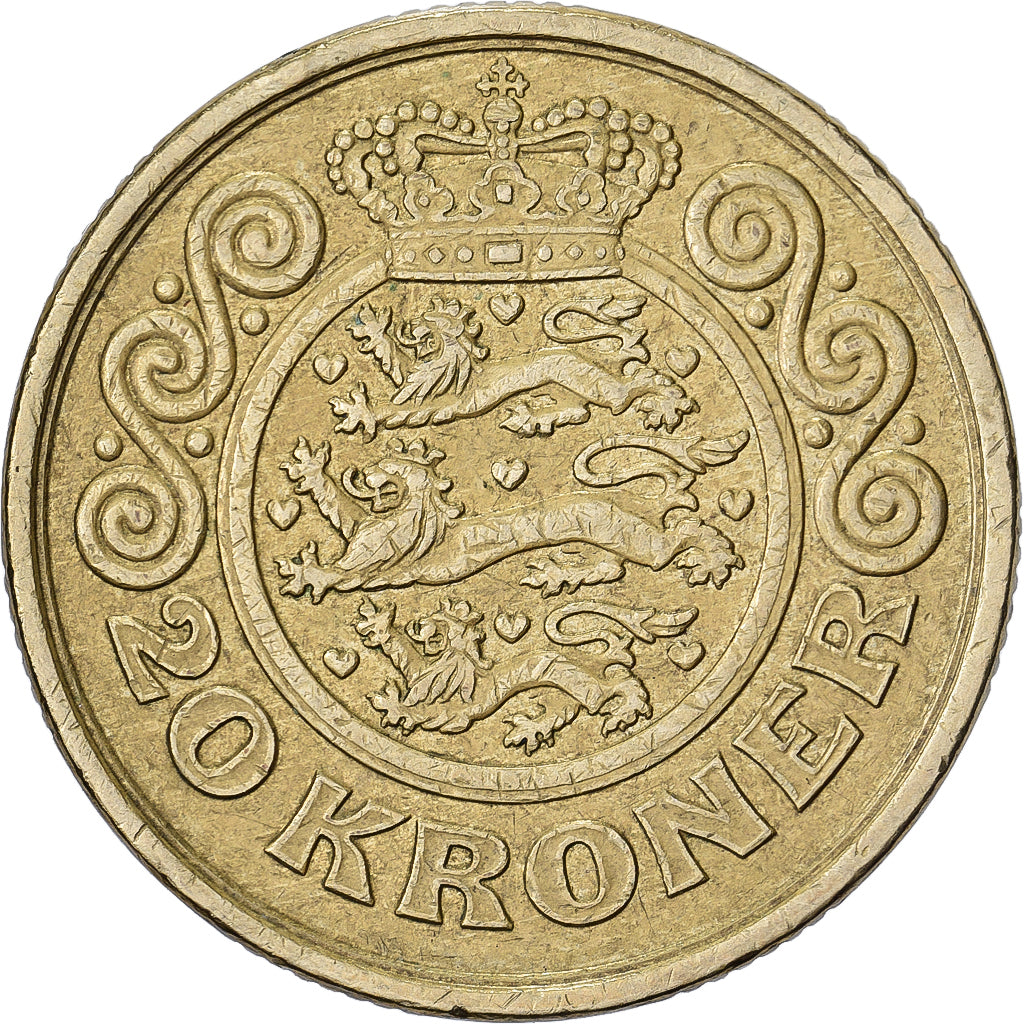Dänemark, Margrethe II, 20 Kroner, 1996, Copenhagen, Aluminum-Bronze, SS