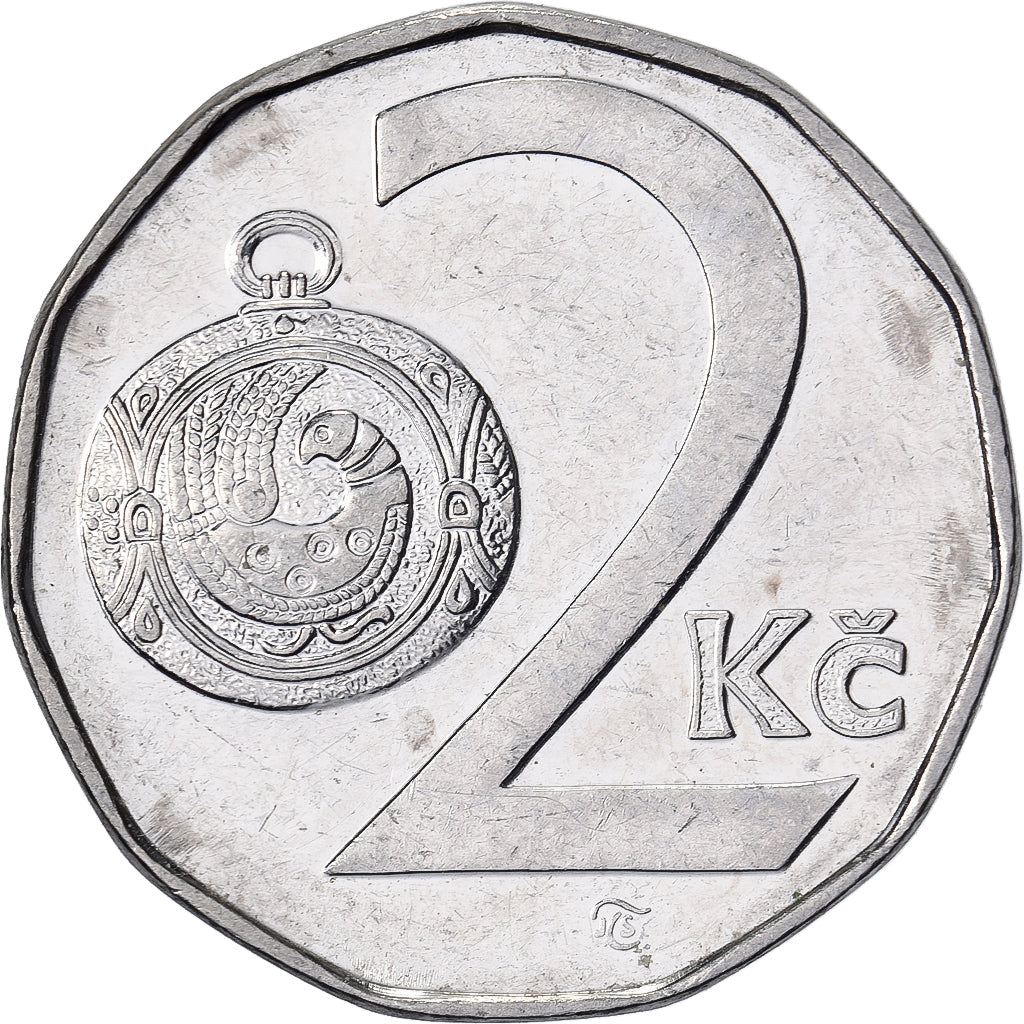 Cecoslovacchia, 2 Koruny, 1993, Acciaio placcato nichel, BB+, KM:9