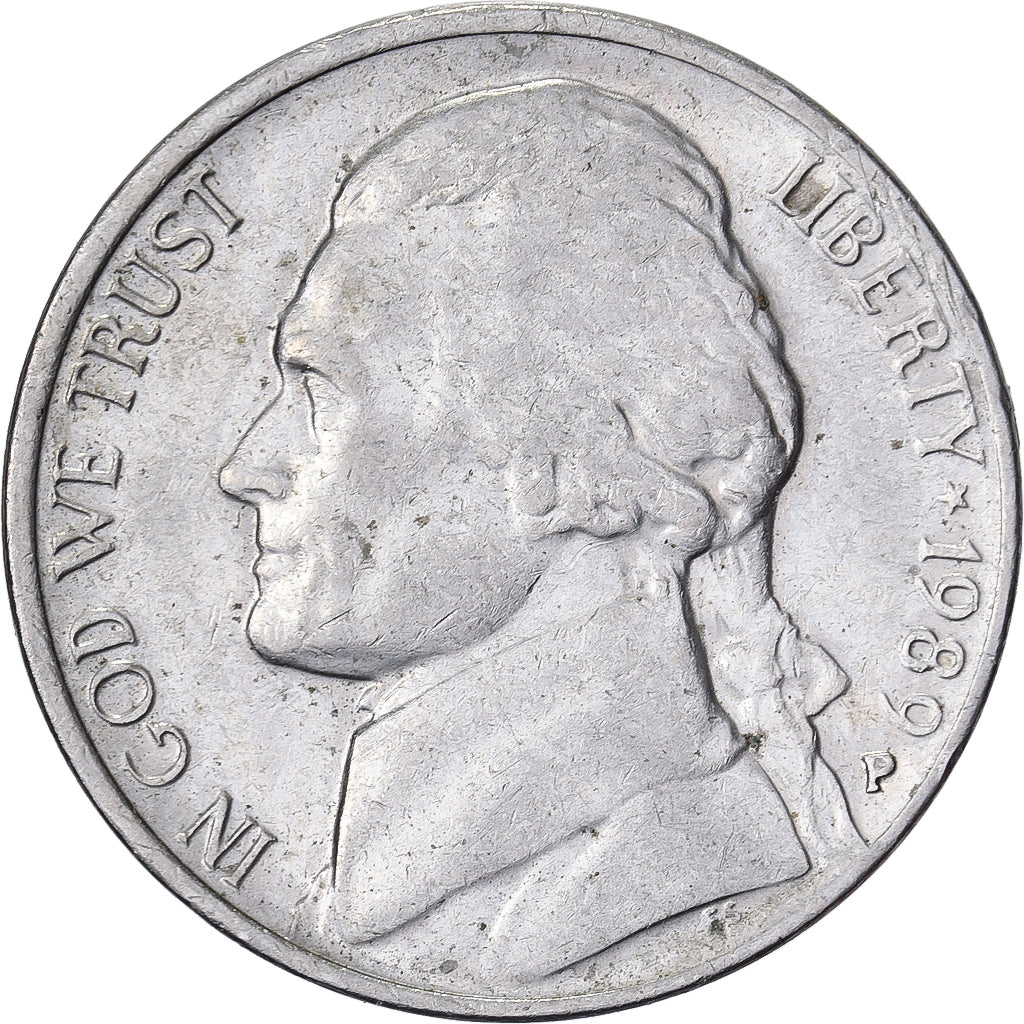 Vereinigte Staaten, 5 Cents, Jefferson Nickel, 1989, U.S. Mint, Kupfer-Nickel