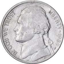Vereinigte Staaten, 5 Cents, Jefferson Nickel, 1989, U.S. Mint, Kupfer-Nickel