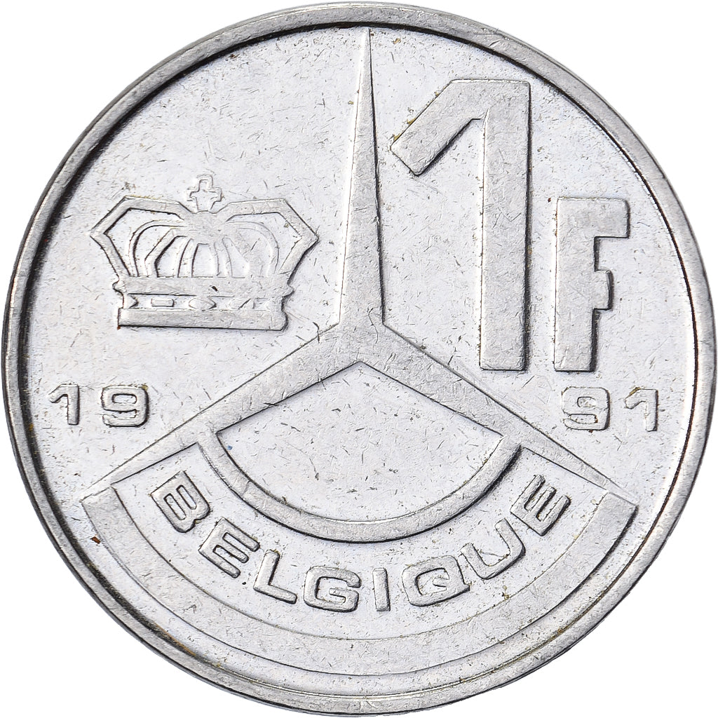 Belgio, Franc, 1991, Ferro placcato nichel, BB+, KM:170