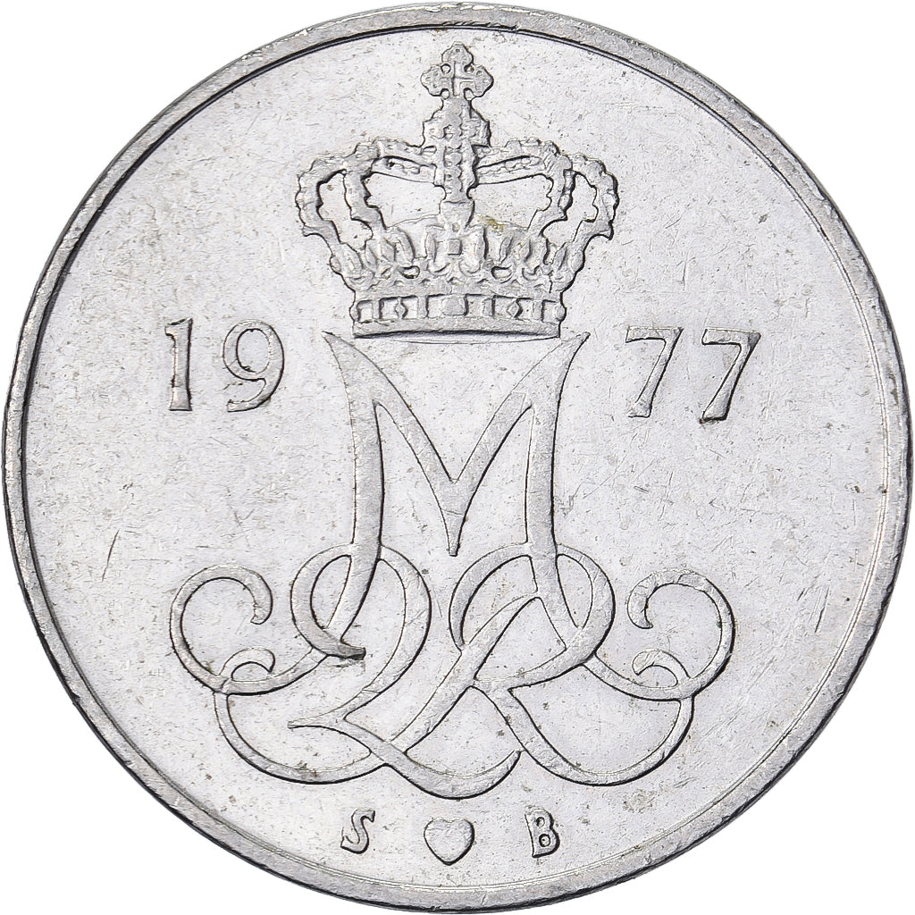 Dänemark, 10 Öre, 1977, Kupfer-Nickel, SS, KM:416
