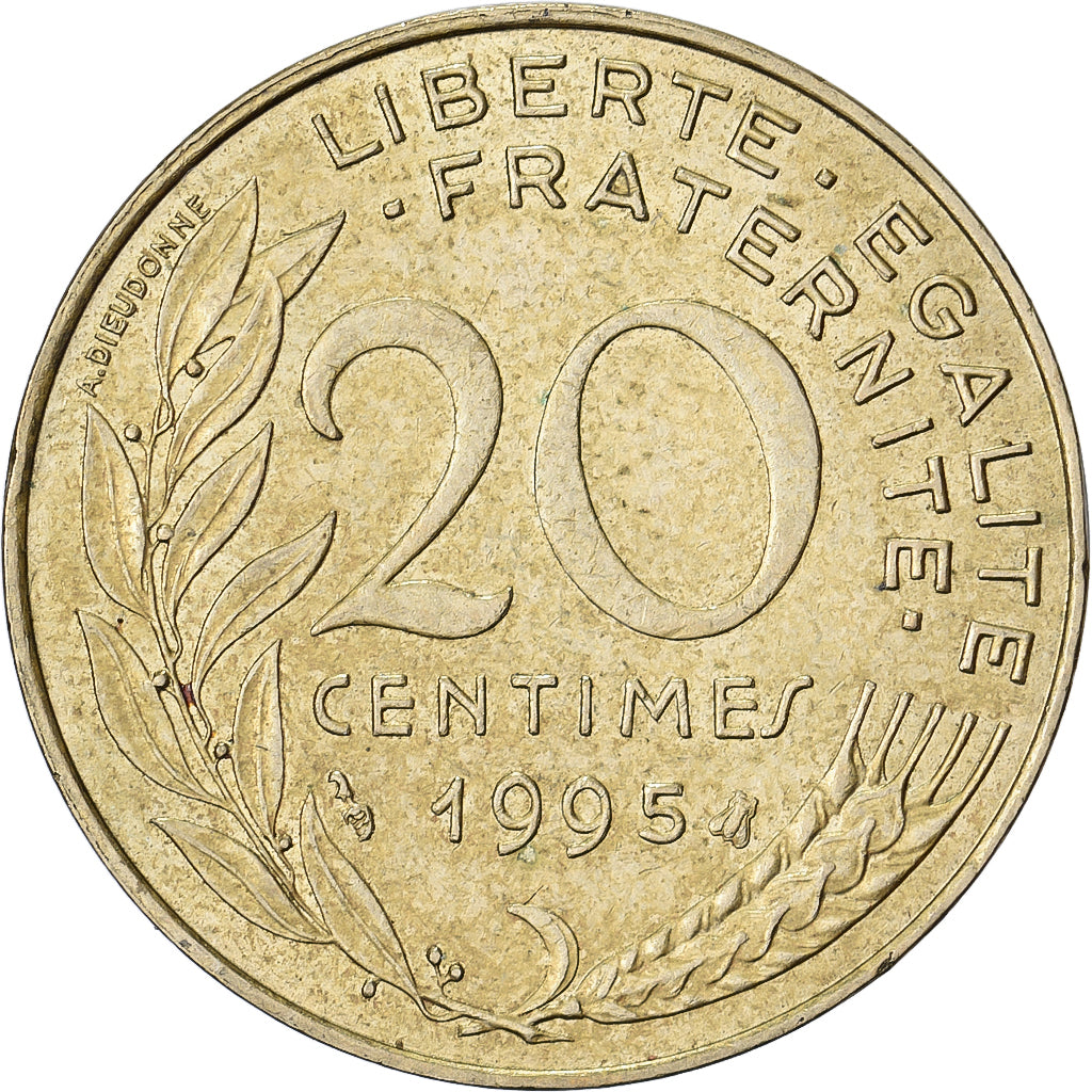 France, 20 Centimes, Marianne, 1995, Paris, Bronze-Aluminium, TTB, Gadoury:332