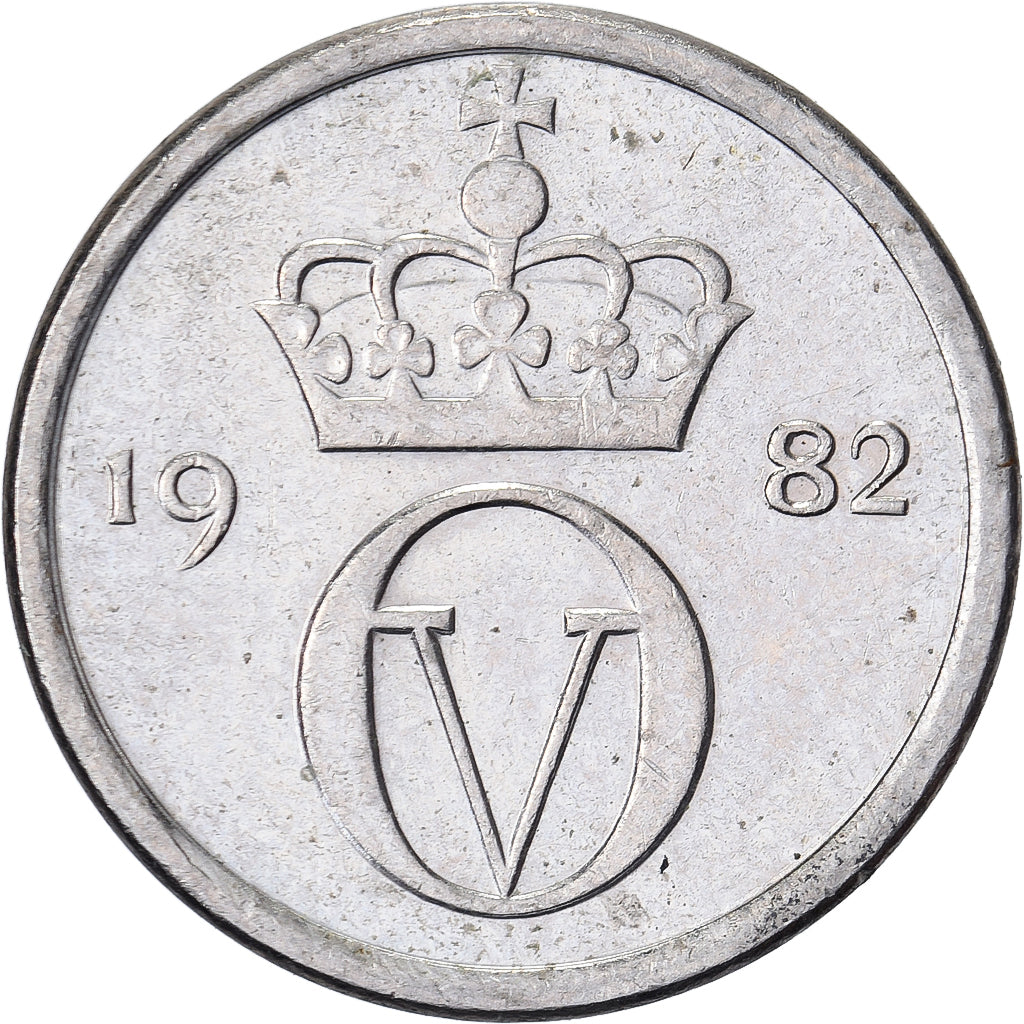 Norvegia, Olav V, 10 Öre, 1982, Rame-nichel, BB, KM:860.3