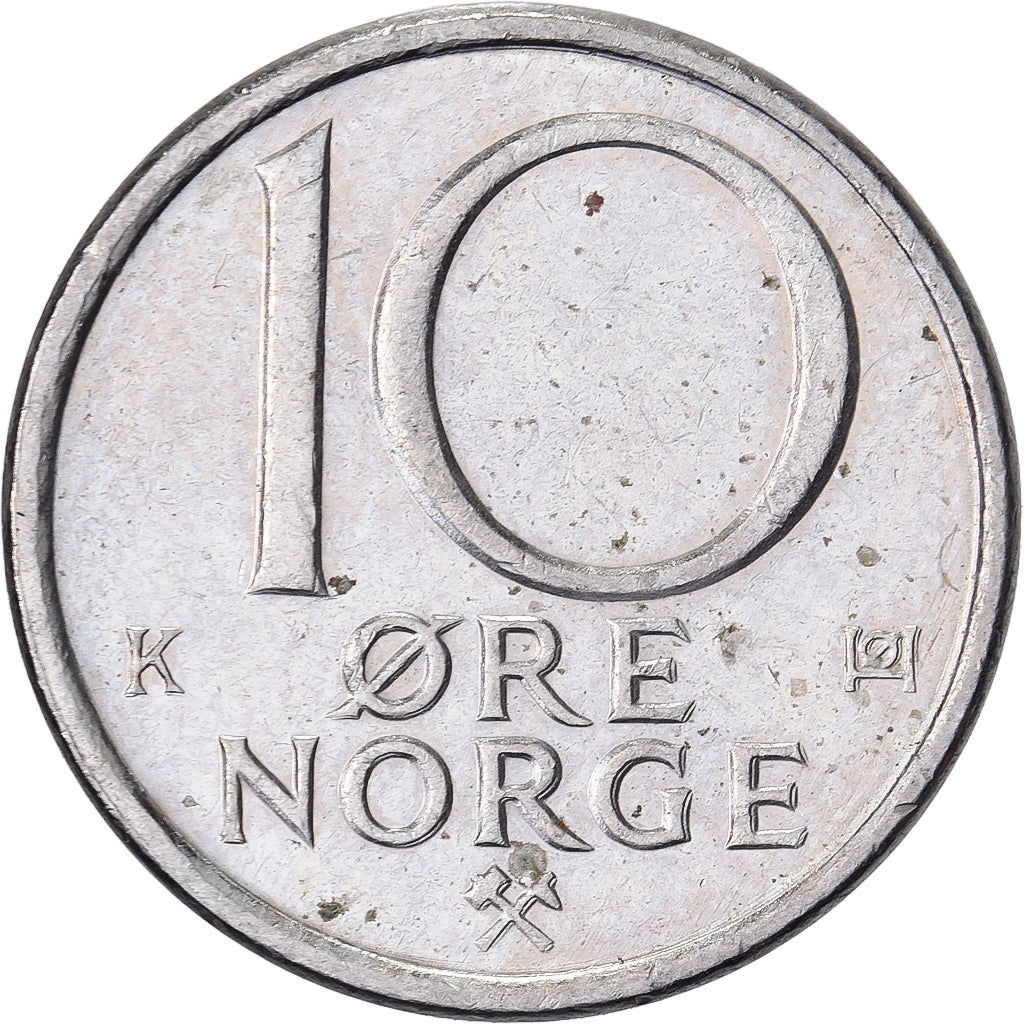 Norvegia, Olav V, 10 Öre, 1982, Rame-nichel, BB, KM:860.3