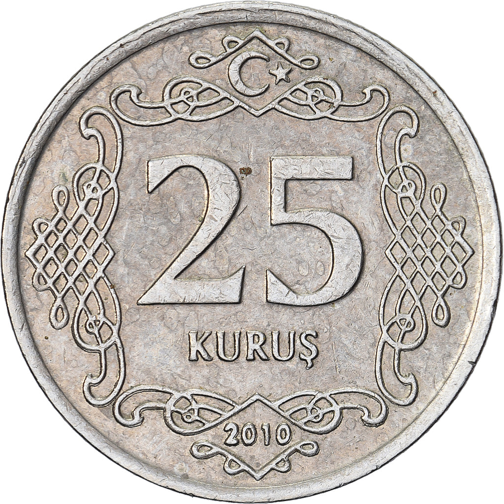 Turquia, 25 Kurus, 2010, Cobre-níquel, EF(40-45), KM:1242