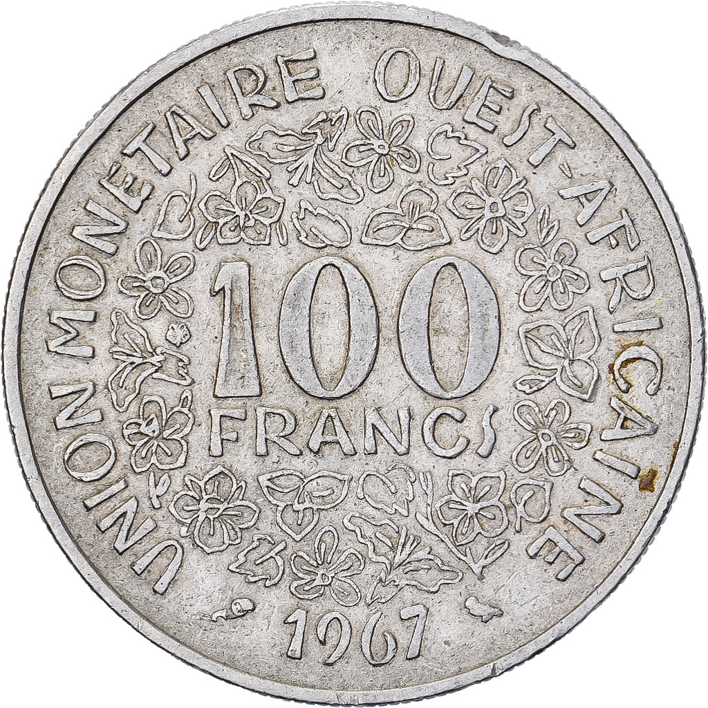 Stati dell'Africa occidentale, 100 Francs, 1967, Nichel, MB+, KM:4