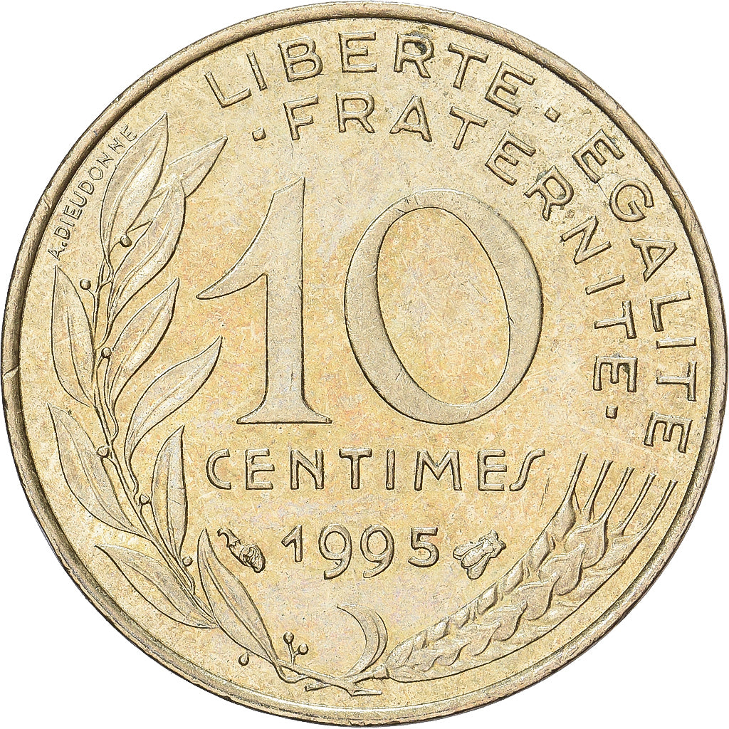 Frankreich, 10 Centimes, Marianne, 1995, Paris, Aluminum-Bronze, SS+