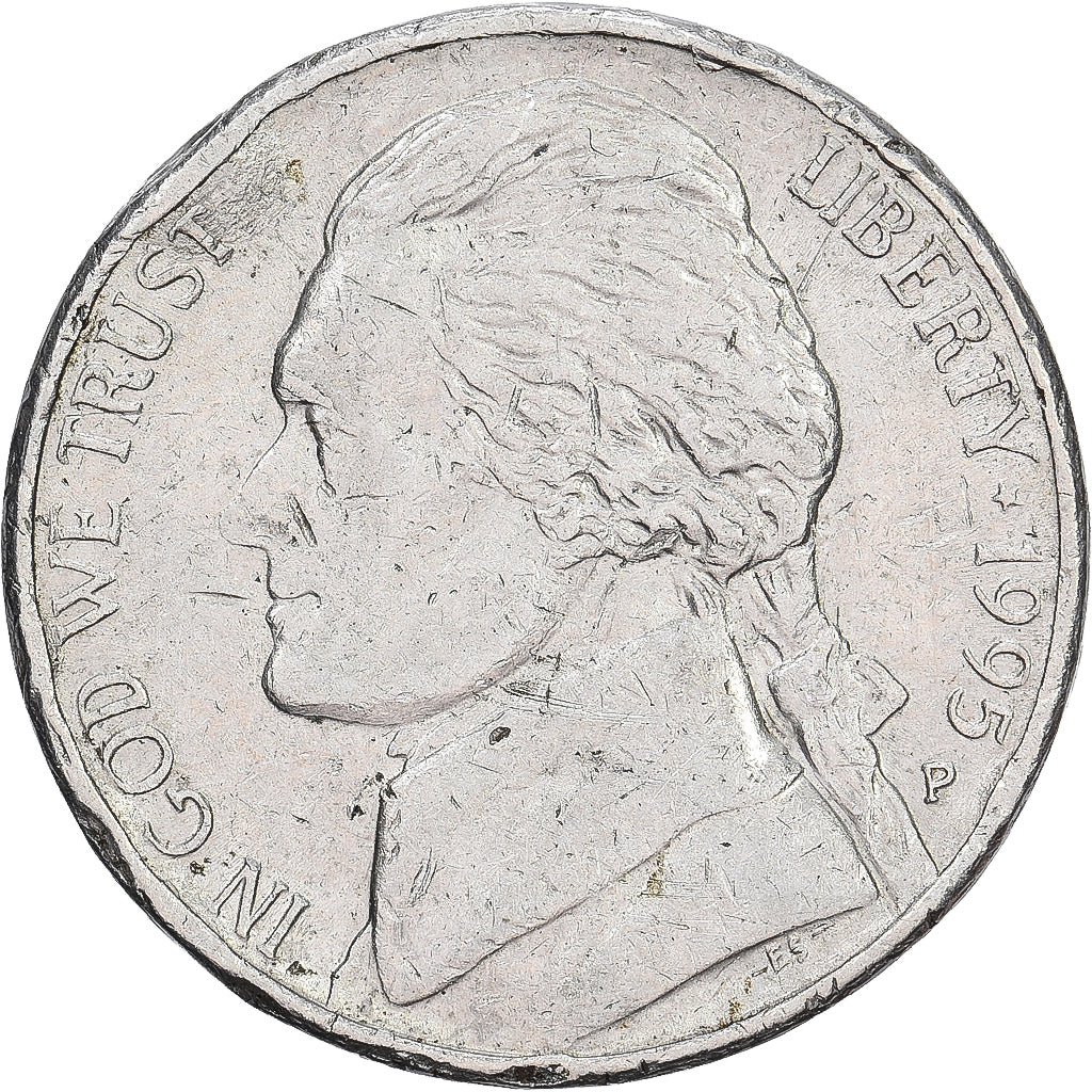 Estados Unidos, 5 Cents, Jefferson Nickel, 1995, U.S. Mint, Cobre - níquel