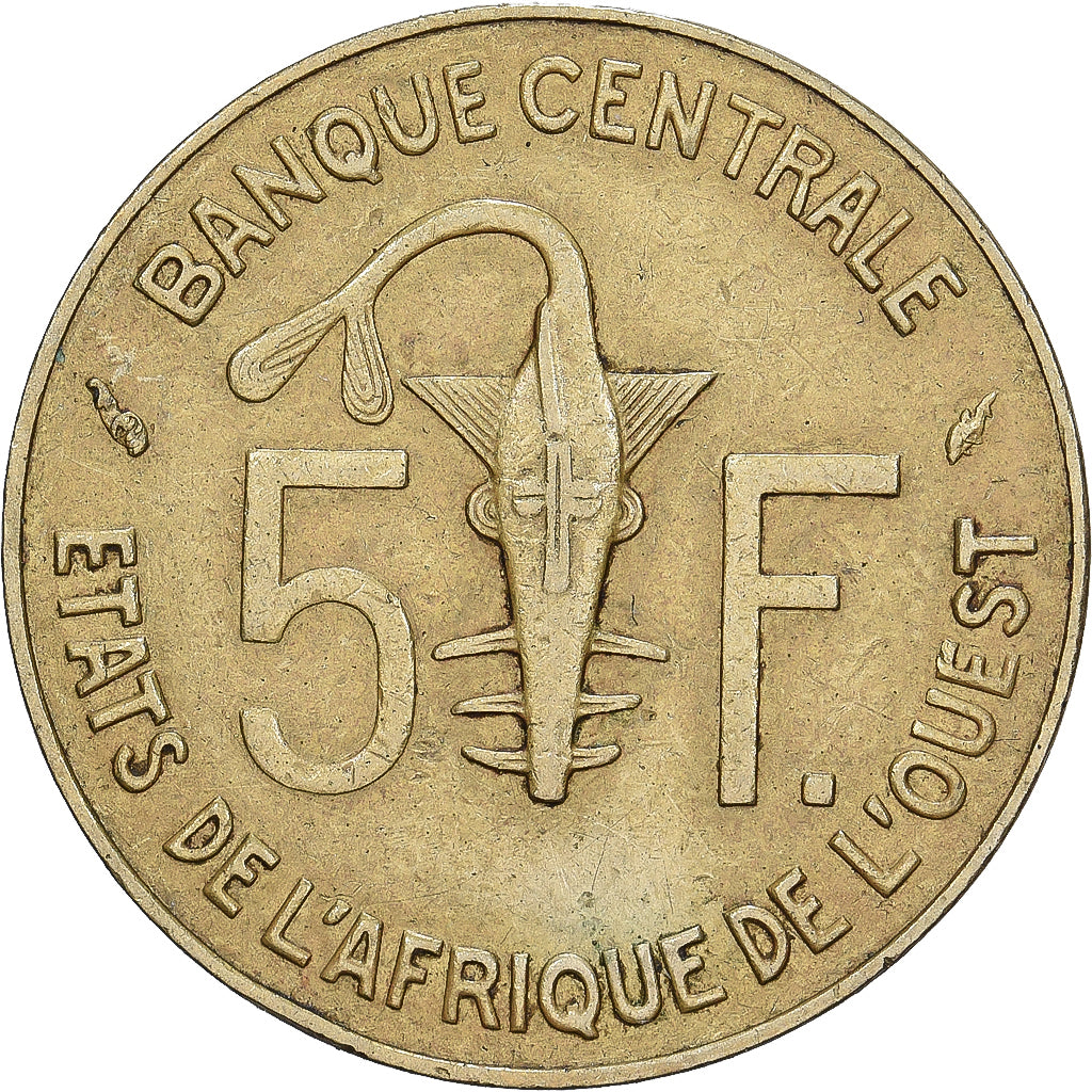 Estados del África Occidental, 5 Francs, 1991, Aluminio - níquel - bronce