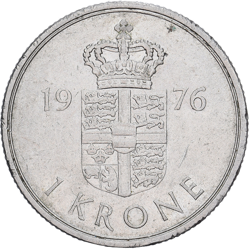Denemarken, Margrethe II, Krone, 1976, Copenhagen, Cupro-nikkel, ZF, KM:862.1