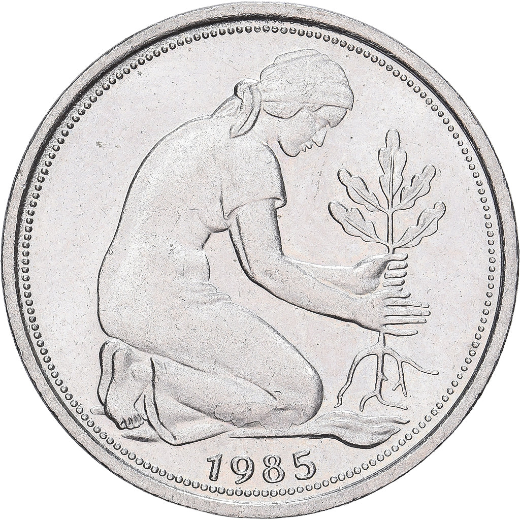 Bundesrepublik Deutschland, 50 Pfennig, 1985, Stuttgart, Kupfer-Nickel, VZ