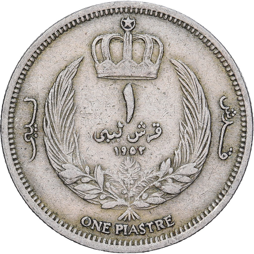 Libia, Idris I, Piastre, 1952, Cobre - níquel, BC+, KM:4