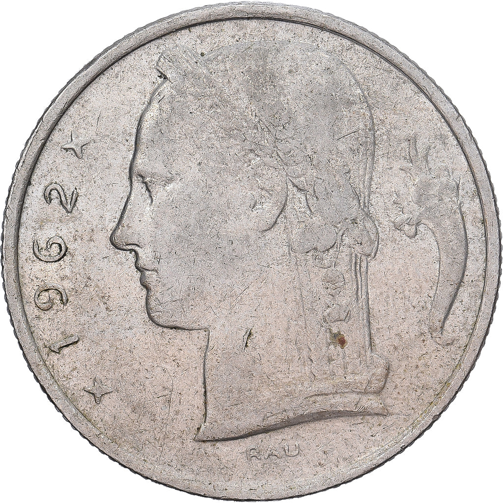 Belgia, 5 Francs, 5 Frank, 1962, Miedź-Nikiel, EF(40-45), KM:135.1