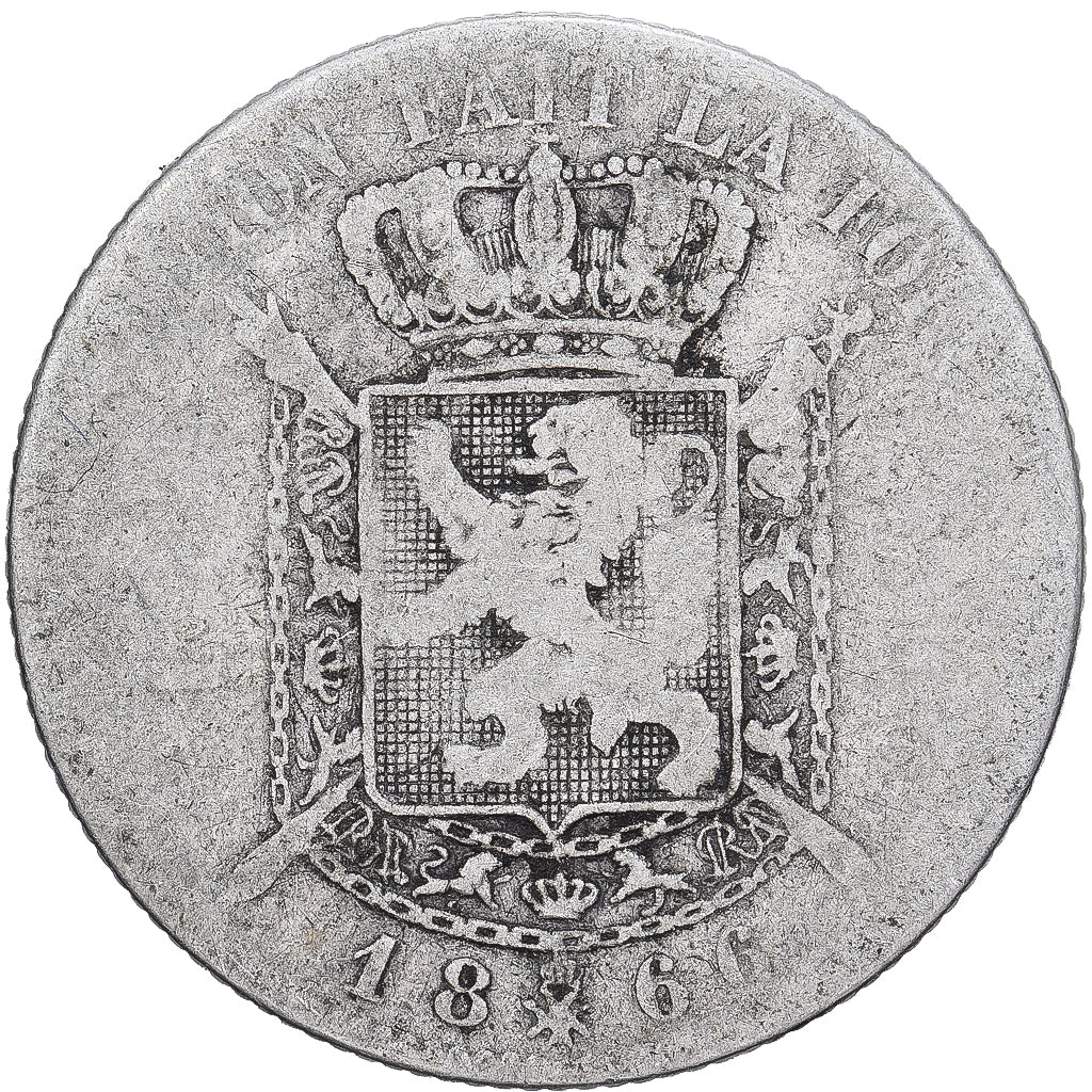 Belgien, Leopold II, 2 Francs, 2 Frank, 1866, Silber, SGE+, KM:30.1