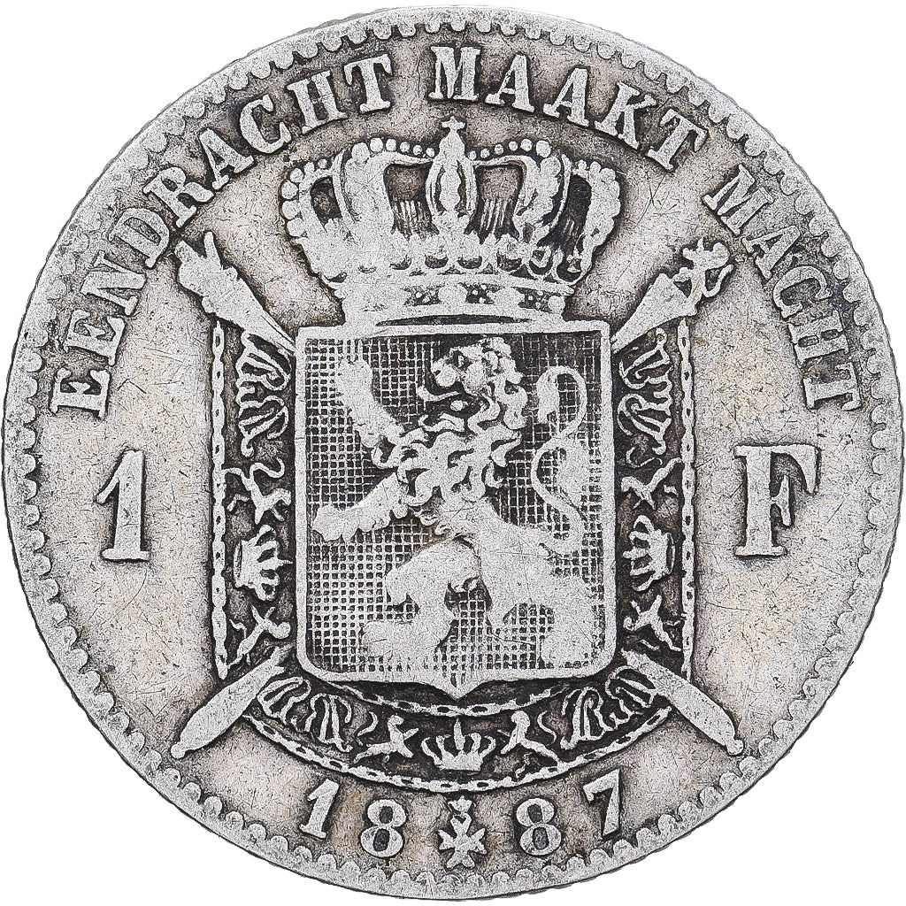 Belgio, Leopold II, Franc, 1887, Argento, MB+, KM:29.2