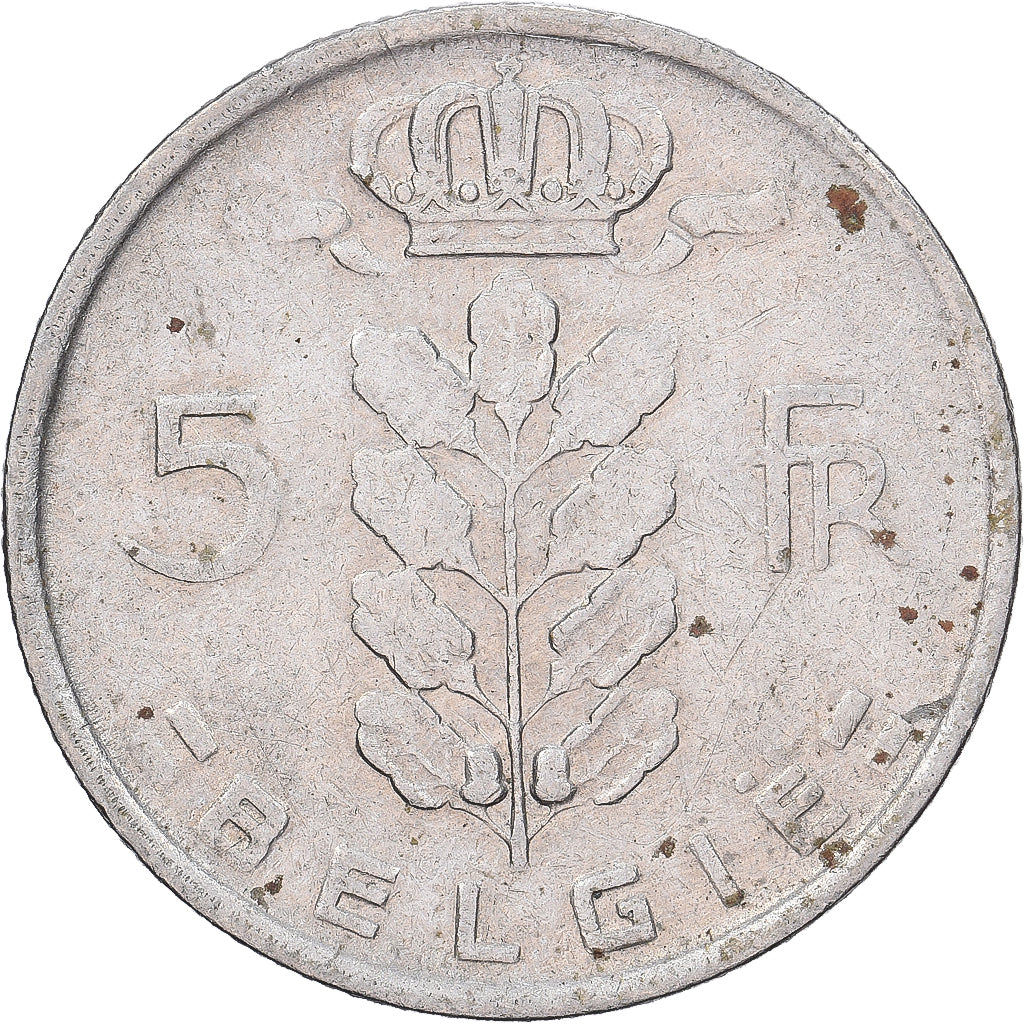 Bélgica, 5 Francs, 5 Frank, 1965, Cobre - níquel, BC+, KM:135.1