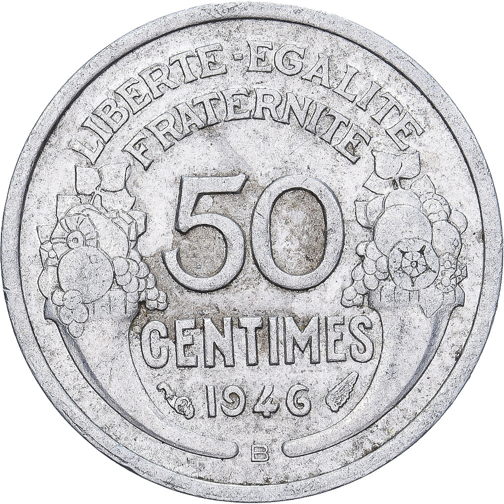 France, 50 Centimes, Morlon, 1946, Beaumont le Roger, Aluminum, EF(40-45)
