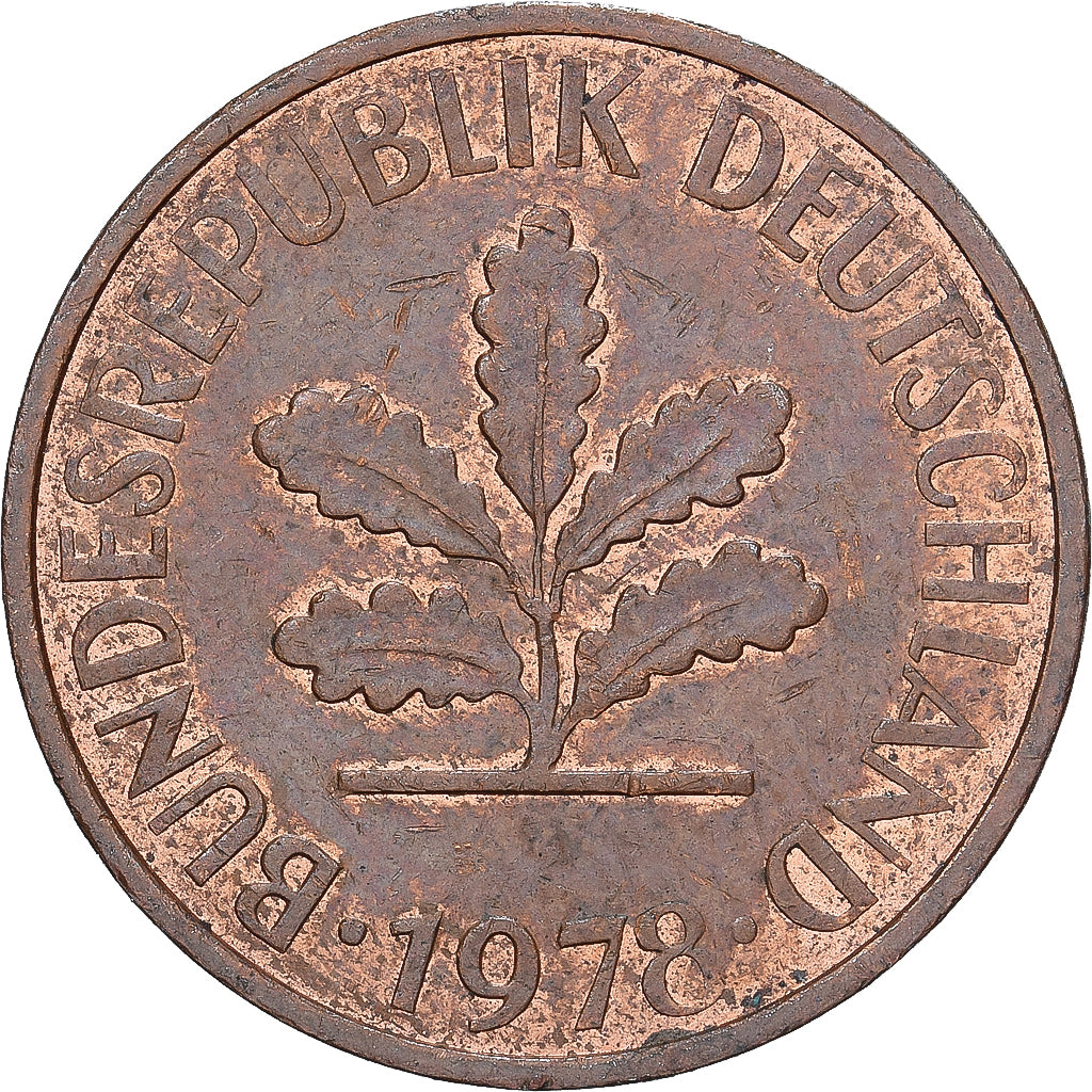 Niemcy - RFN, 2 Pfennig, 1978, Hambourg, Miedź platerowana stalą, EF(40-45)