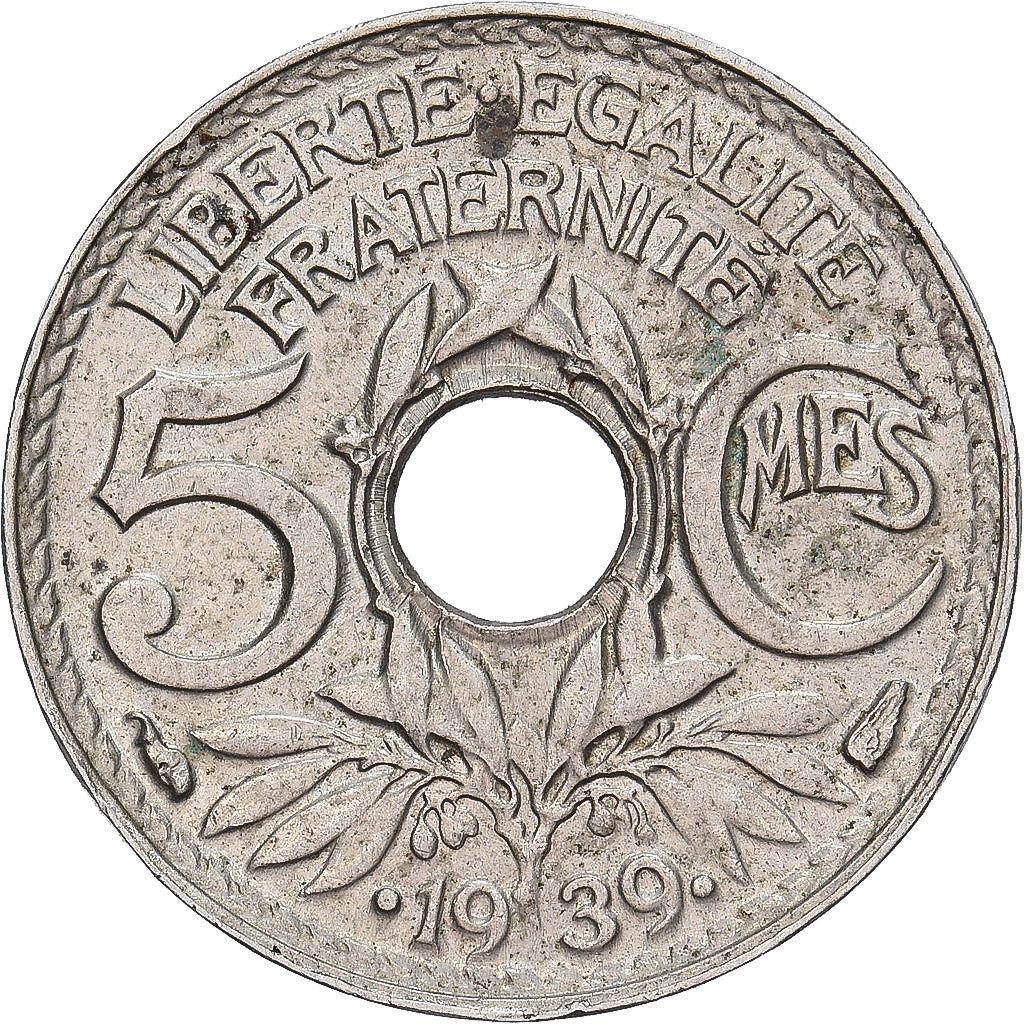 France, 5 Centimes, Lindauer, 1939, Nickel-Bronze, TB+, Gadoury:170, KM:875a