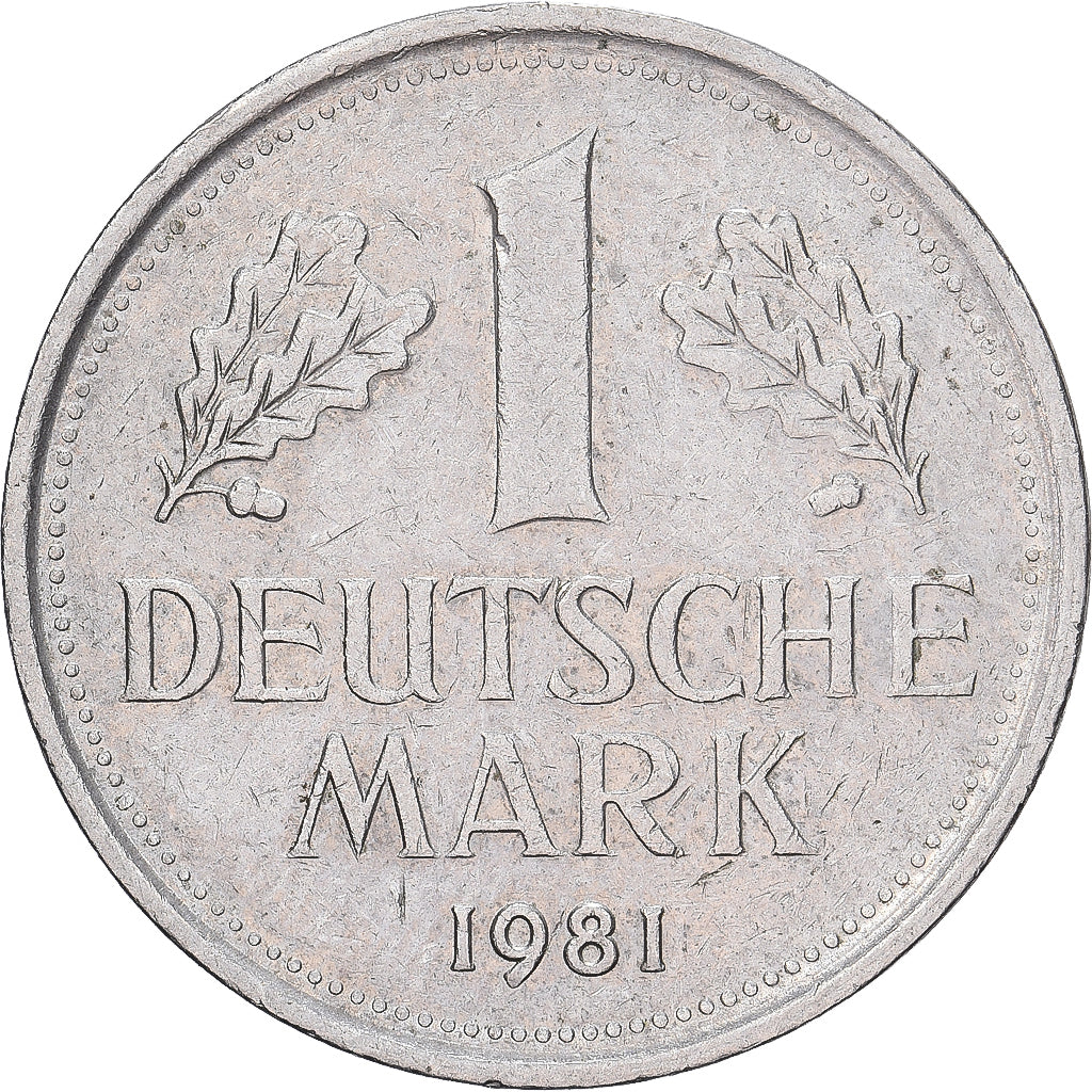 Niemcy - RFN, Mark, 1981, Karlsruhe, Miedź-Nikiel, AU(50-53), KM:110
