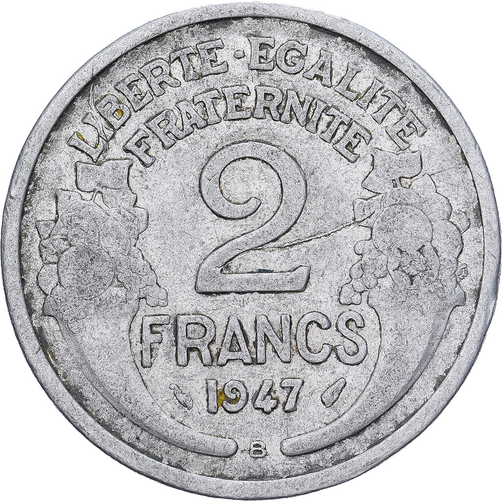 France, 2 Francs, Morlon, 1947, Beaumont-Le-Roger, Aluminum, VF(20-25)