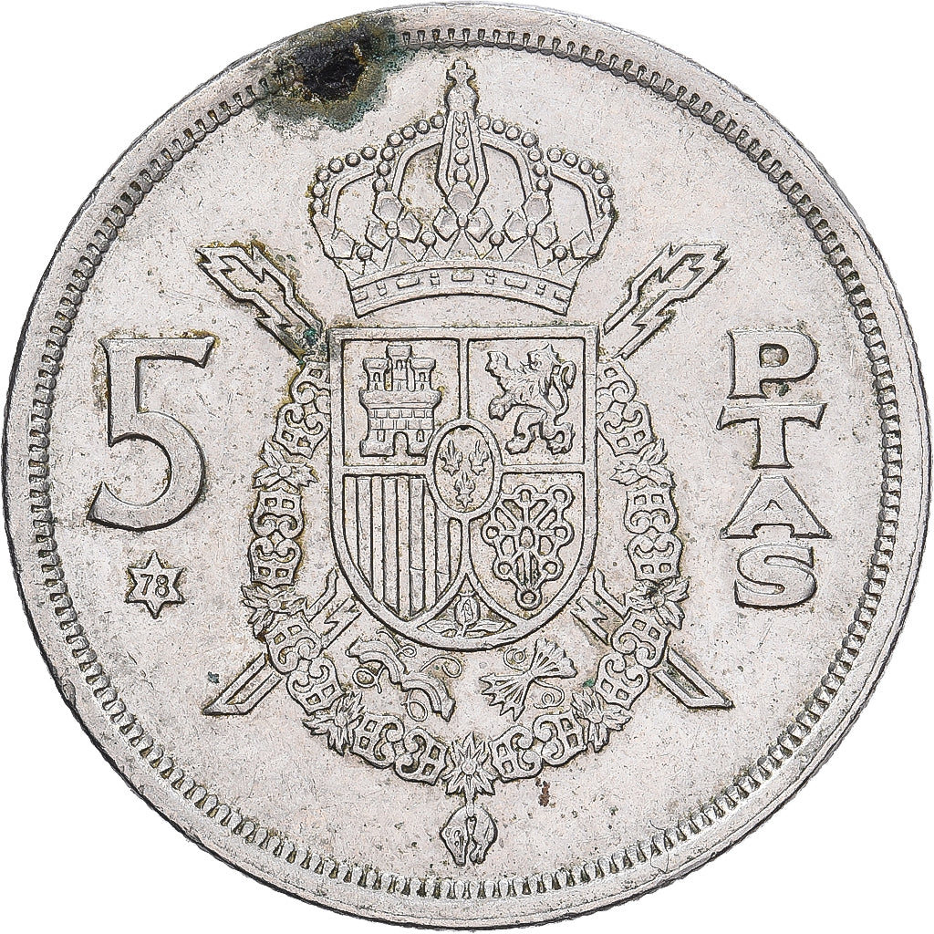 España, Juan Carlos I, 5 Pesetas, 1978, Cobre - níquel, BC+, KM:807