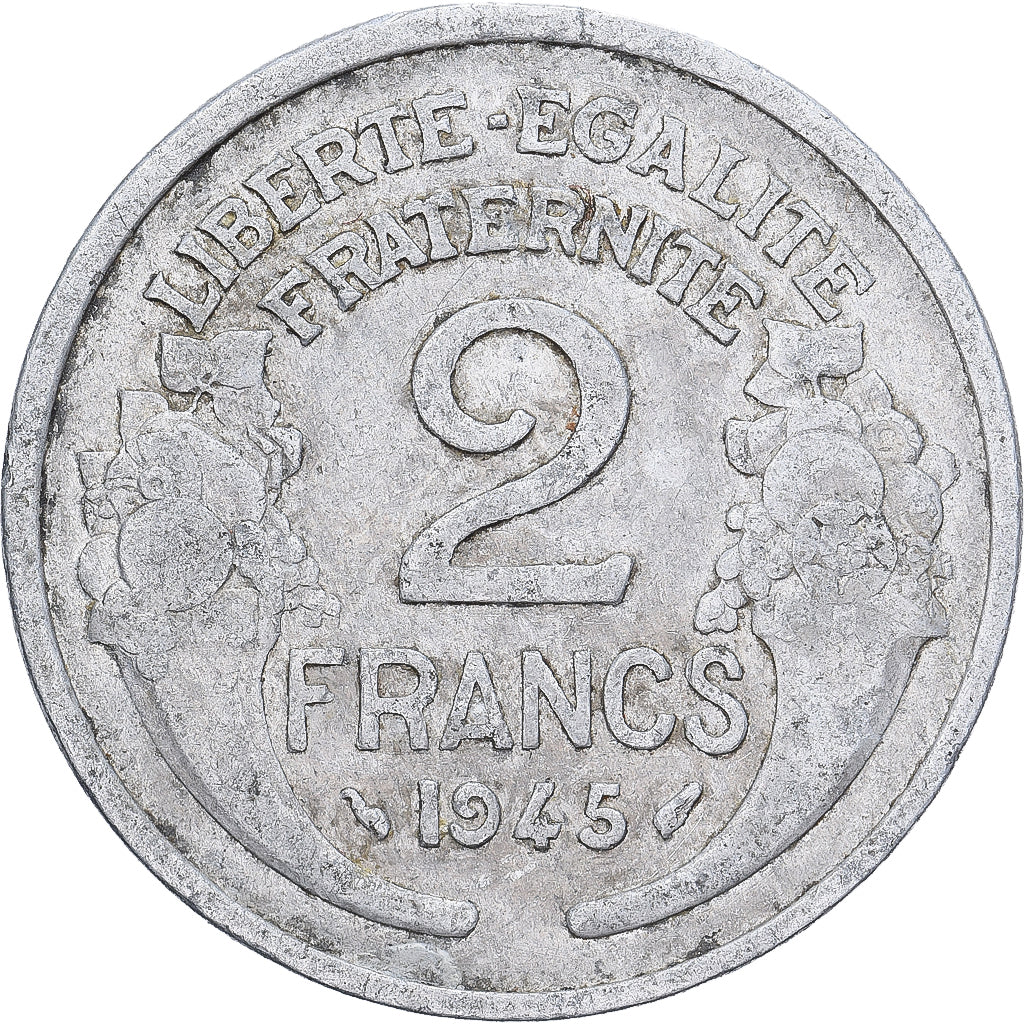 França, 2 Francs, Morlon, 1945, Paris, Alumínio, VF(30-35), Gadoury:538a