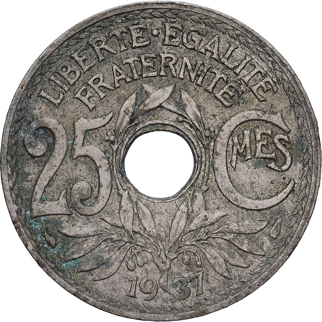 Francia, 25 Centimes, Lindauer, 1937, Cobre - níquel, BC+, Gadoury:380, KM:867a