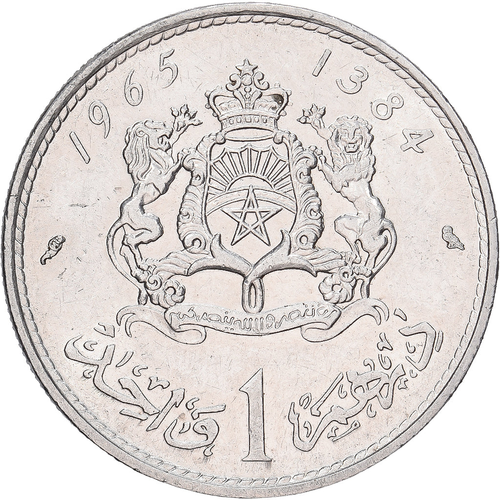 Marokko, al-Hassan II, Dirham, 1965, Paris, Nickel, VZ, KM:56