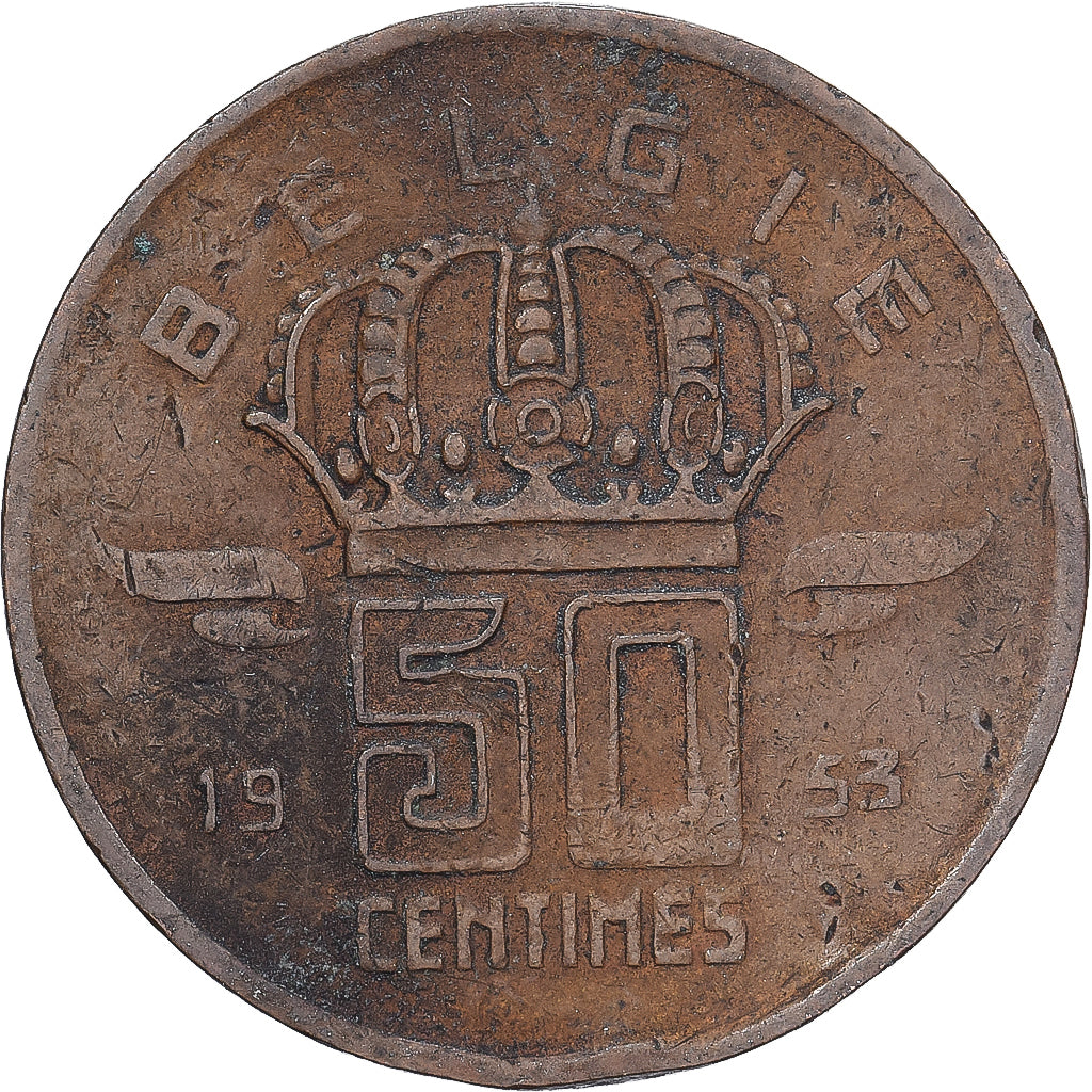 Belgique, 50 Centimes, 1953, Bronze, TB+, KM:145