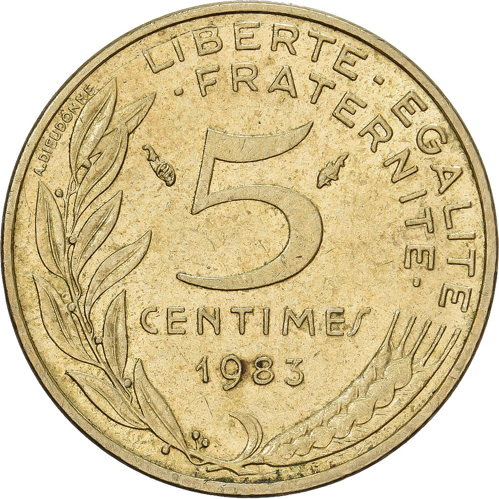 Frankrijk, 5 Centimes, Marianne, 1983, Paris, Aluminum-Bronze, ZF+, Gadoury:175