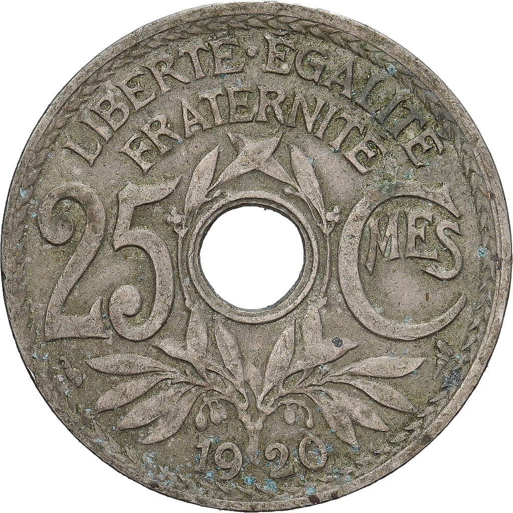 Francia, 25 Centimes, Lindauer, 1920, Cobre - níquel, MBC, KM:867a