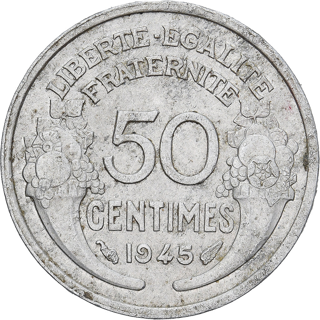 France, 50 Centimes, Morlon, 1945, Paris, Aluminum, EF(40-45), Gadoury:426a