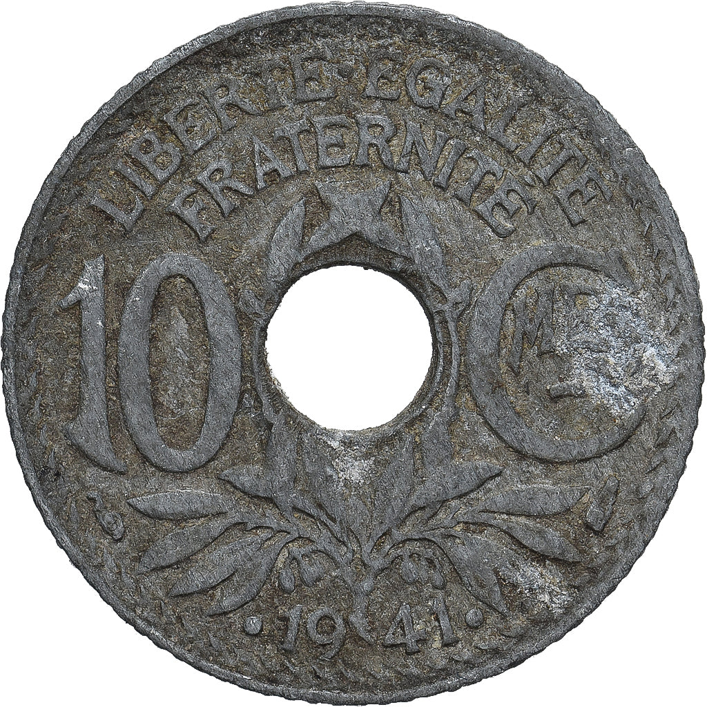 France, 10 Centimes, 1941, Paris, Zinc, F(12-15), Gadoury:288c, KM:897