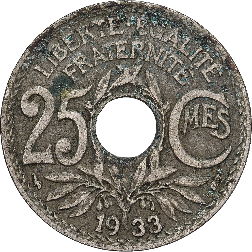 Frankrijk, 25 Centimes, Lindauer, 1933, Cupro-nikkel, FR, Gadoury:380, KM:867a