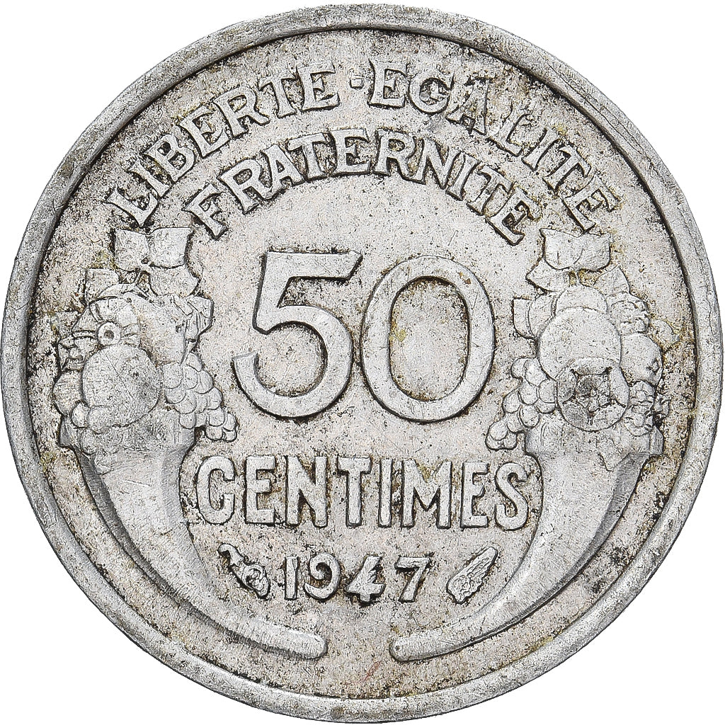 France, 50 Centimes, Morlon, 1947, Paris, Aluminum, VF(30-35), Gadoury:426b