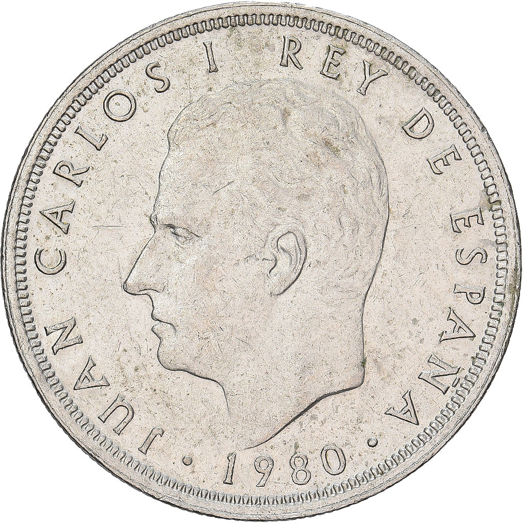 España, Juan Carlos I, 5 Pesetas, 1981, Cobre - níquel, MBC+, KM:817