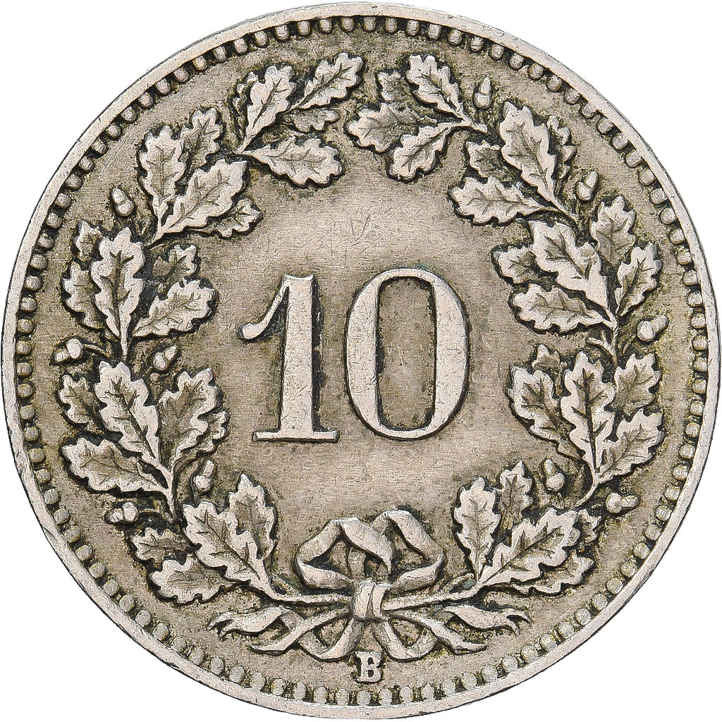 Suiza, 10 Rappen, 1928, Bern, Cobre - níquel, MBC, KM:27