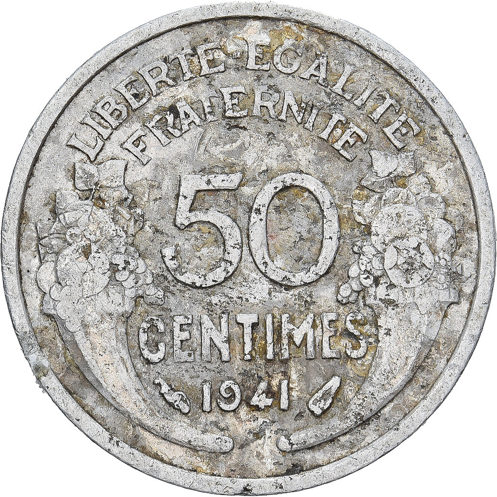 France, 50 Centimes, Morlon, 1941, Paris, Aluminum, F(12-15), Gadoury:426