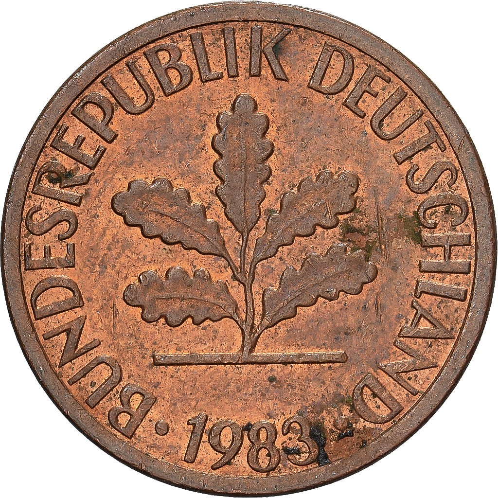 Federal Republic of Germany, Pfennig, 1983, Stuttgart, Copper Plated Steel
