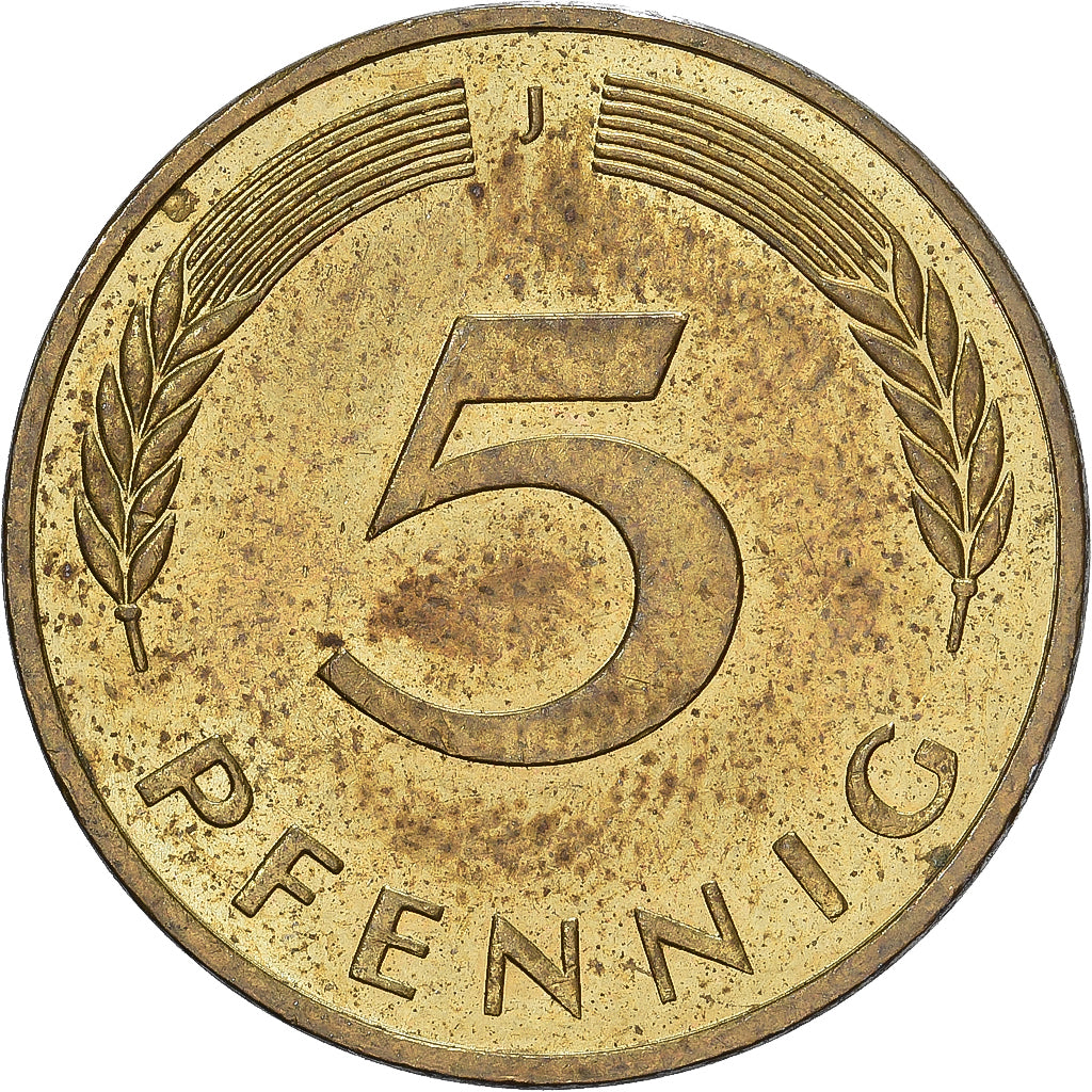 République fédérale d'Allemagne, 5 Pfennig, 1984, Hambourg, Brass Clad Steel