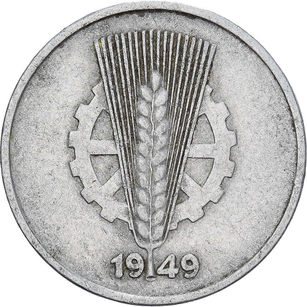 République démocratique d'Allemagne, 10 Pfennig, 1949, Berlin, Aluminium, TB+