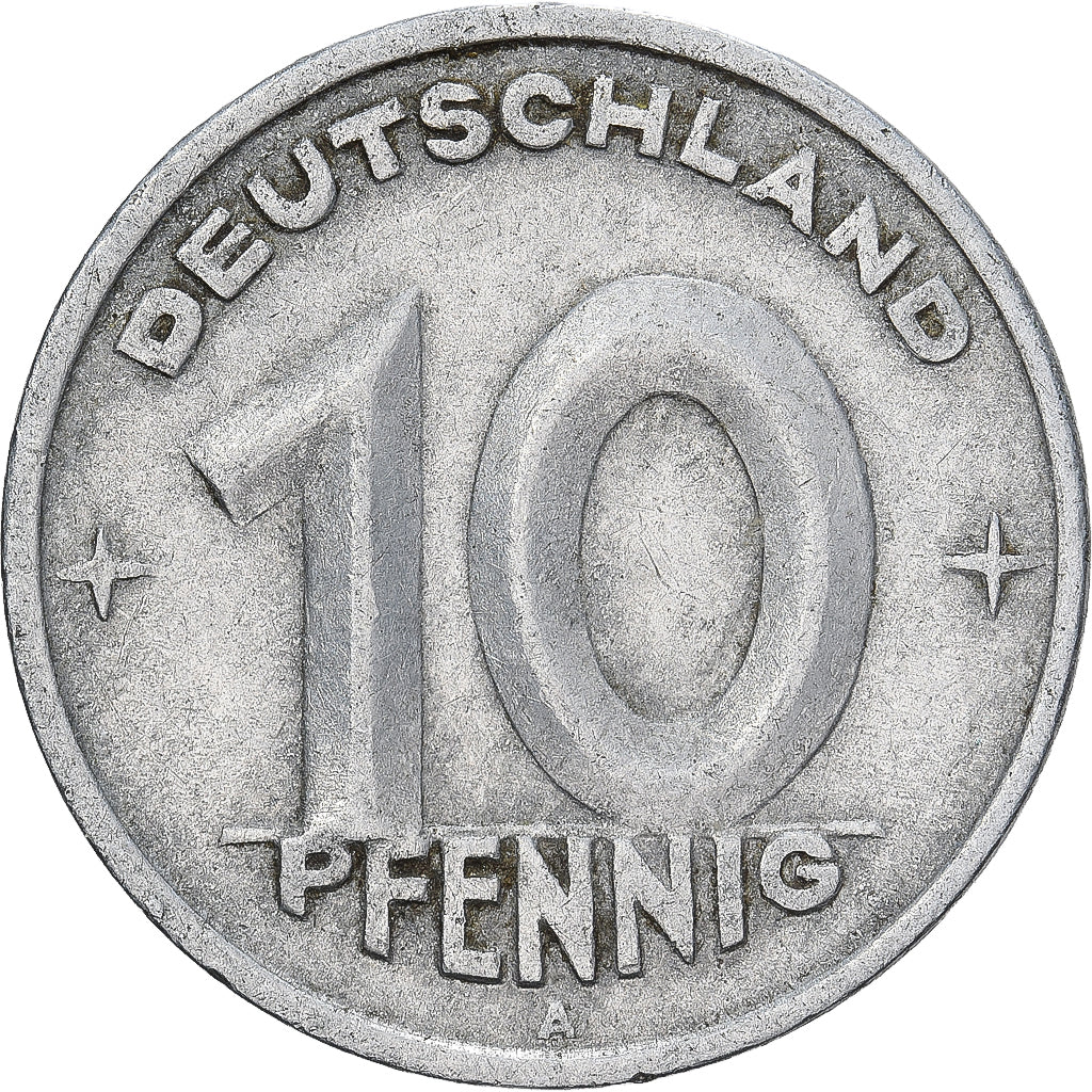 République démocratique d'Allemagne, 10 Pfennig, 1949, Berlin, Aluminium, TB+